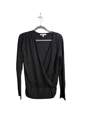CAbi Black Wrap Front Long-Sleeve Top